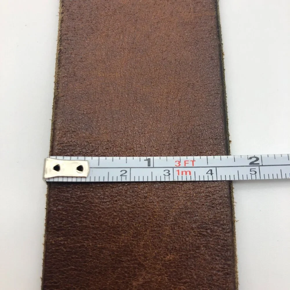 American Eagle Outfitters Mens Leather Belt Spell Out Logo Brown Wide Y2K VTG